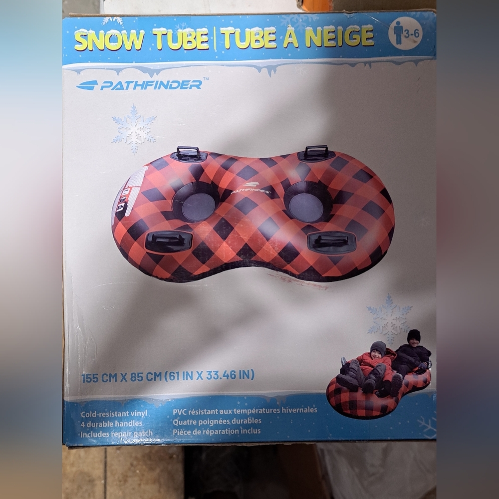 Pathfinder Red and Black Checkered Double Snow Tube for Kids. Ages 3-6